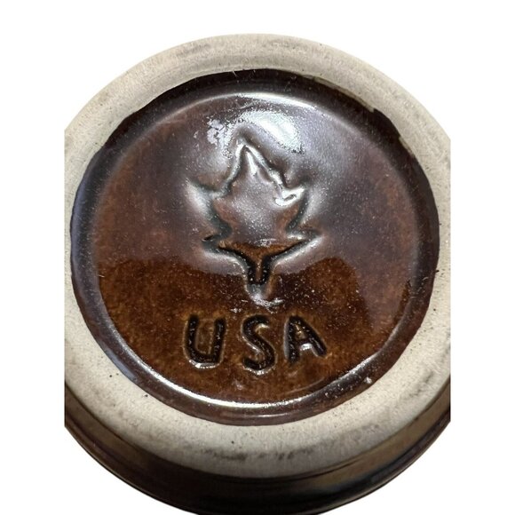 Western Monmouth Maple Leaf USA Brown Drip Glazed 5” Stoneware Bowl Set Of 4 - Picture 3 of 4